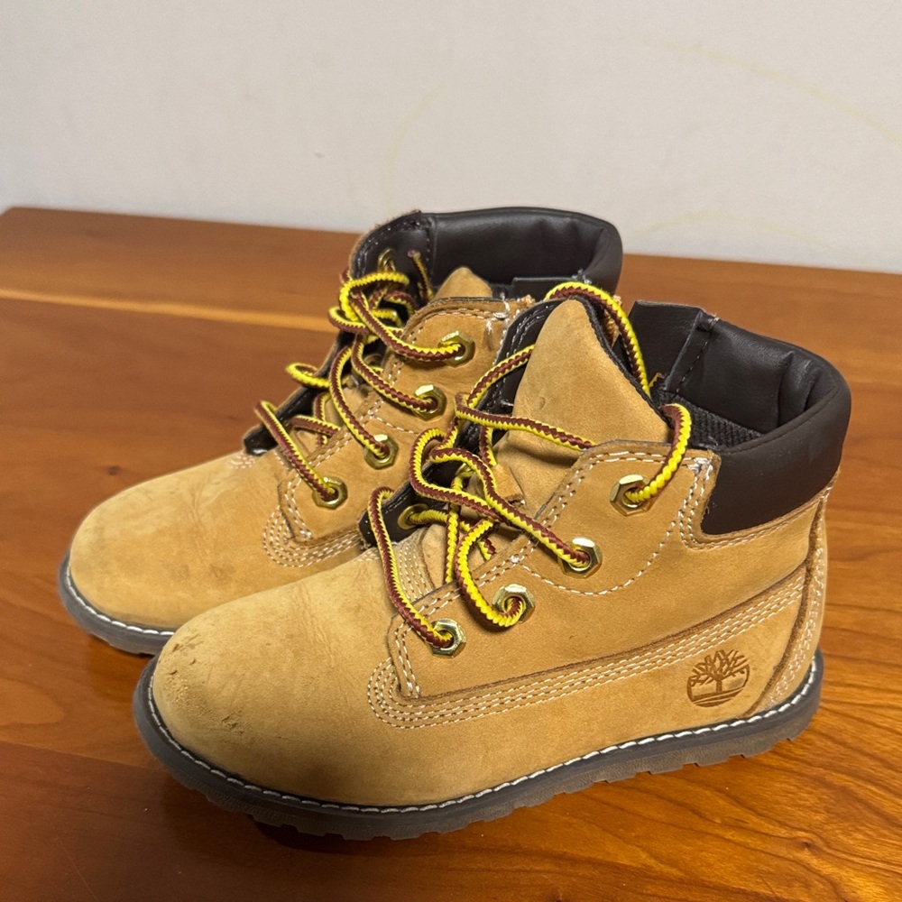 Timberland Kids Tan and Black Boots